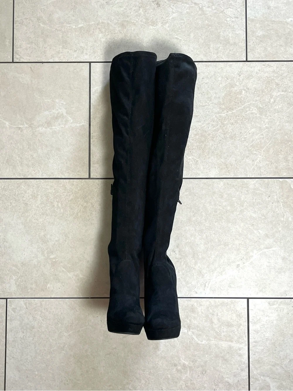 Thalia Sodi Black Faux Suede Knee High Boots Size 7.5